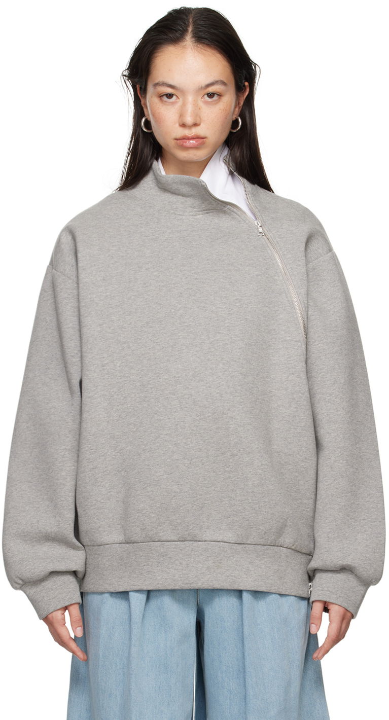 Pulover Dries Van Noten Zipped Sweatshirt Siva | 242-011174-9622