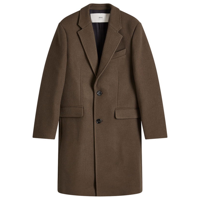 Plašči AMI Two Button Herringbone Wool Overcoat Rjava | HCO010-WV0049-221