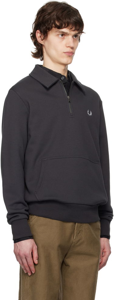 Pulover Fred Perry Fred Perry Half-Zip Fleece Sweatshirt Siva | M8637, 1
