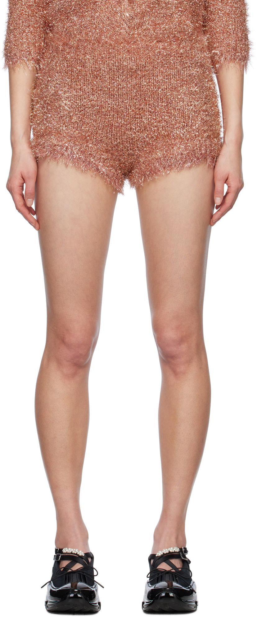 Kratke hlače Simone Rocha Simone Rocha Tinsel Knit Shorts Roza | PRMK3 0664