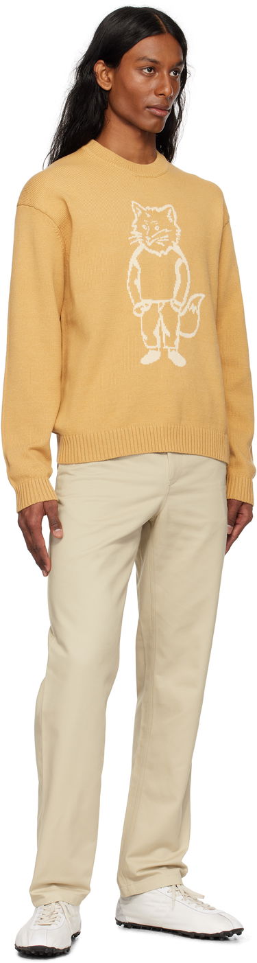 Pleteni pulover MAISON KITSUNÉ Maison Kitsuné Dressed Fox Intarsia Sweater Rumena | OM00802KT1030, 3