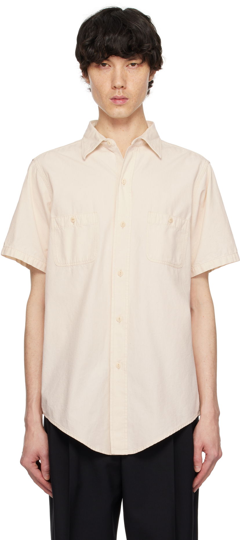 Srajce Maison Margiela Maison Margiela Chambray Short Sleeve Shirt Bež | S50DR0010 M30022