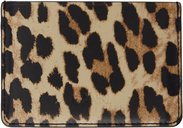 Denarnica GANNI GANNI Bou Leopard Print Card Holder Bež | A6541, 1