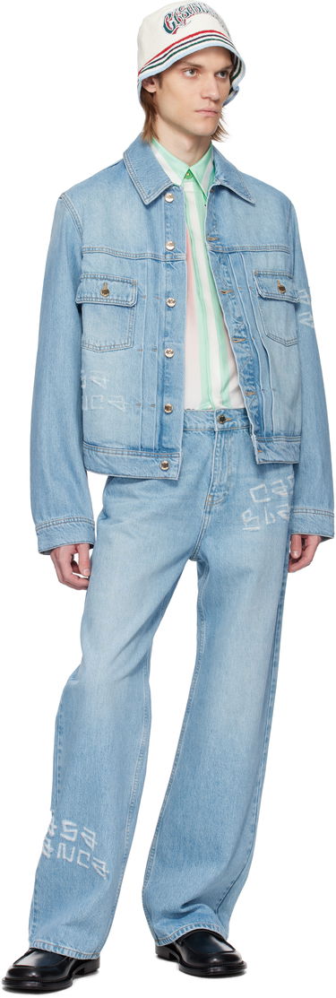 Jakna Casablanca Casablanca Graffiti Distressed Denim Jacket Modra | MS25-JK-343-01, 3