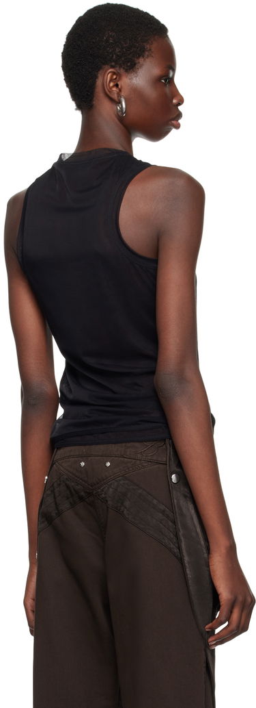 Majica brez rokavov Blumarine Blumarine Rhinestone Monogram Tank Top Črna | A422T073A, 2