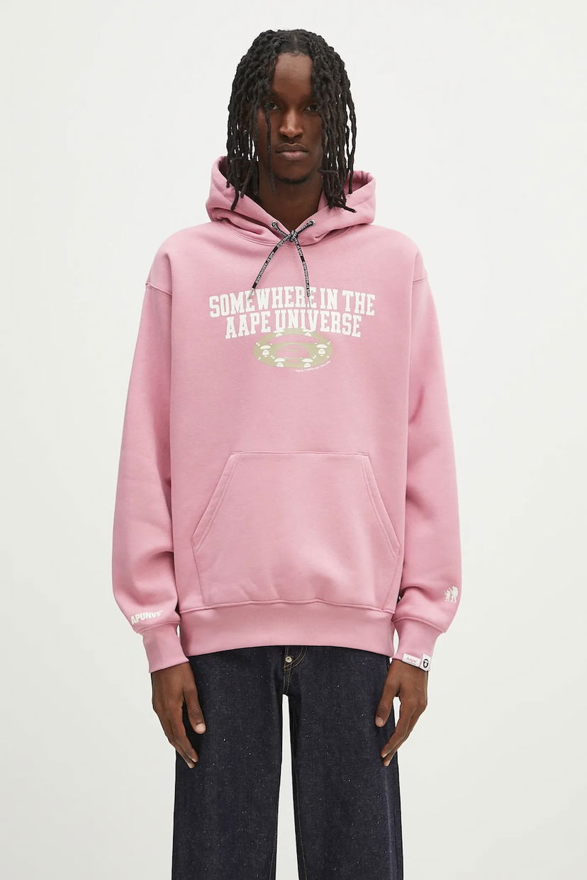 Pulover AAPE by A Bathing Ape AAPE Basic Logo Print Hoodie Roza | AAPSWMB342XXN