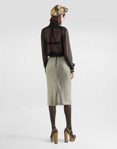 Krila Dolce & Gabbana Midi Pencil Skirt In Crystal Mesh Kovinski | F4C05ZFLSK3S0997, 2