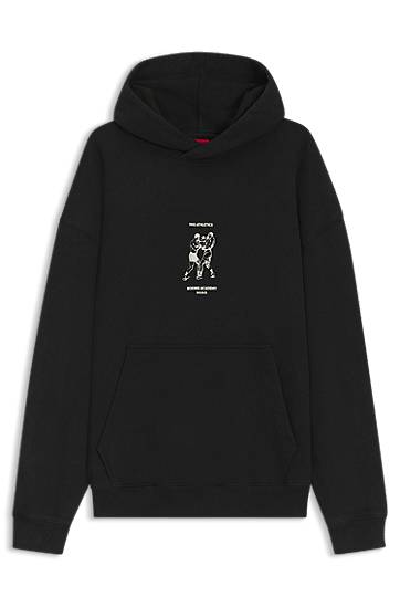 Pulover BOSS Terry Hoodie with Boxing Artwork Črna | 50542399
