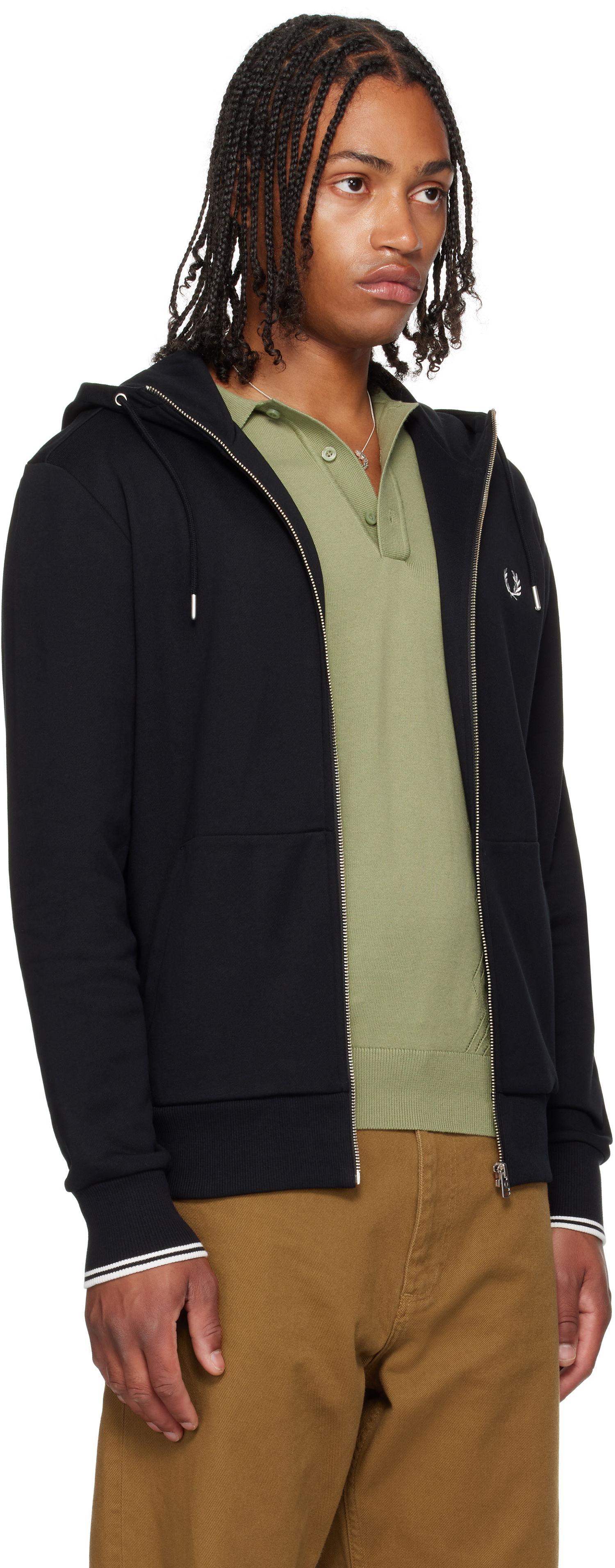 Pulover Fred Perry Zip Through Hoodie Črna | J7536, 1