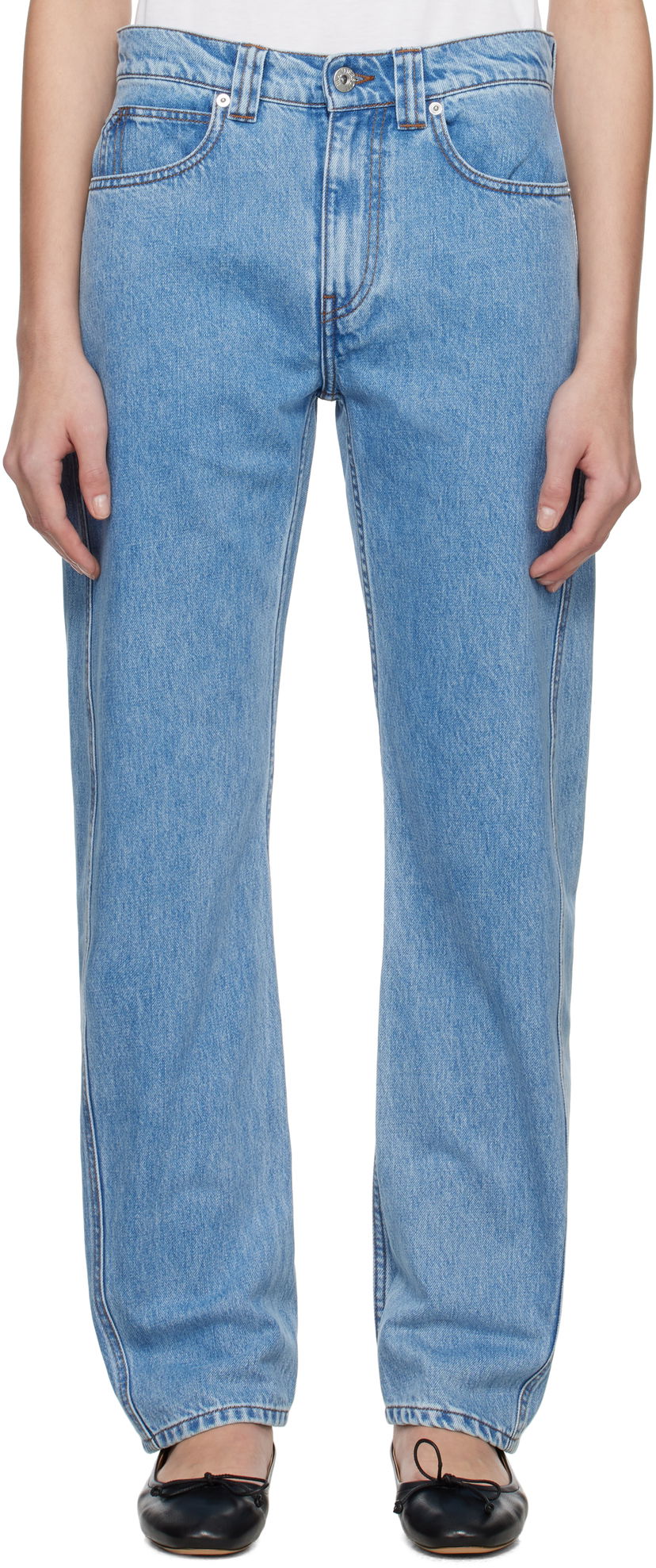 Kavbojke JW Anderson JW Anderson Twisted Slim Leg Jeans Modra | DT0111-PG1774