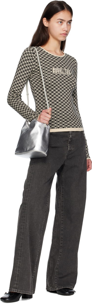 Pleteni pulover Maison Margiela MM6 Maison Margiela Allover Check Knit Sweater Bež | S52HL0050 M13137, 3