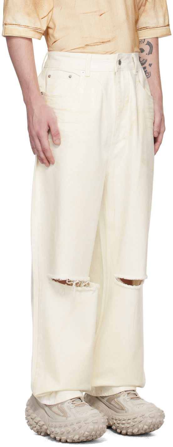 Kavbojke We11done Foil Coated Relaxed-Fit Jeans Bela | WD-DP1-23-342-M-WH, 1