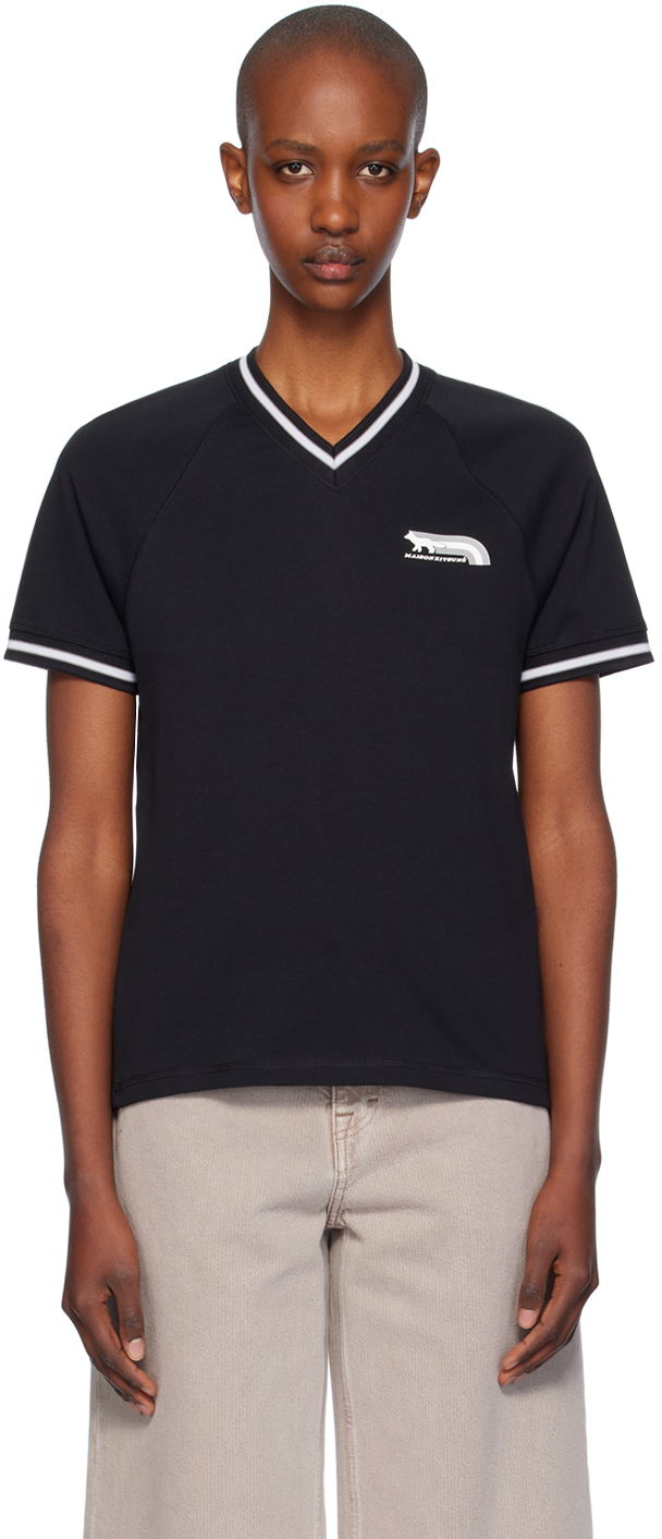 Majica MAISON KITSUNÉ Fox Raglan T-shirt Črna | NW00112KJ0119