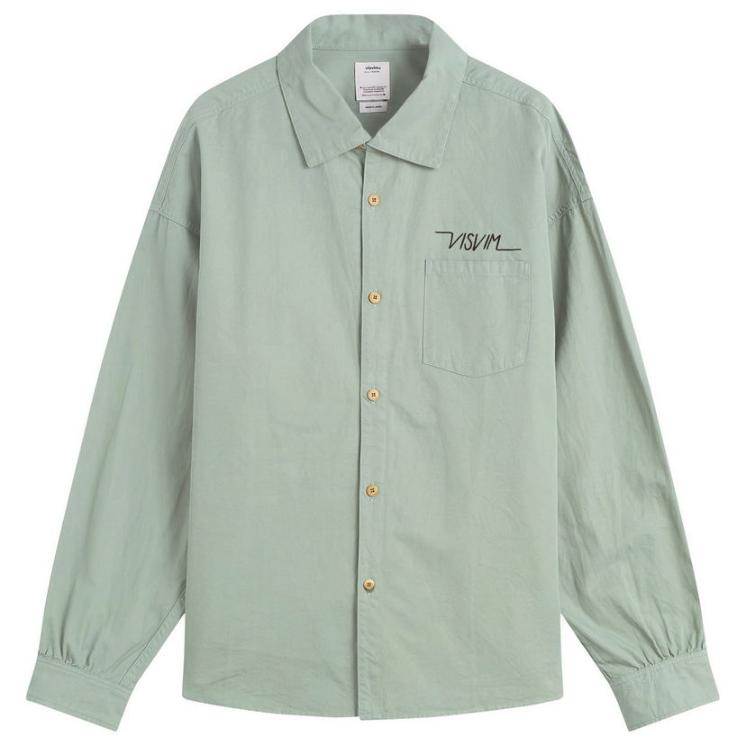 Srajce visvim Long-Sleeve Collared Button-Up Shirt Palmer Zelena | 0125205011010