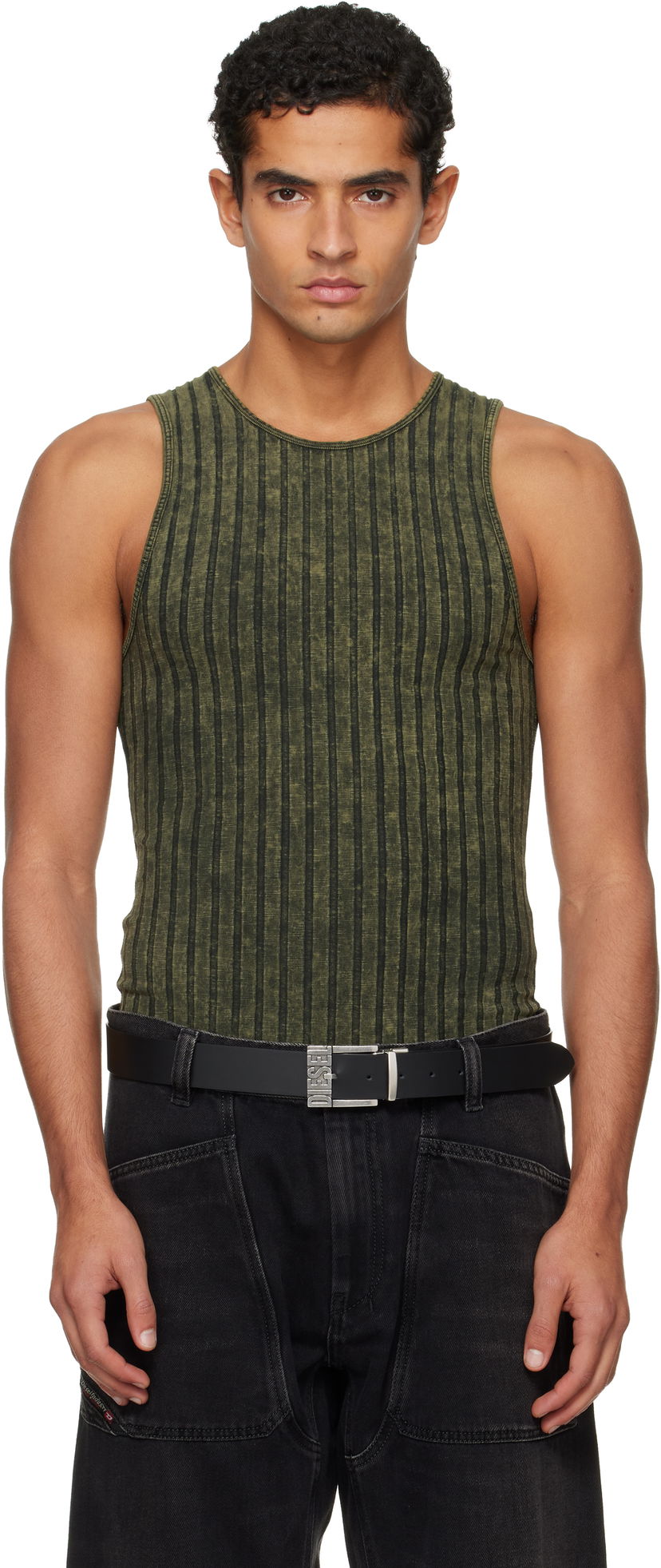 Majica brez rokavov Diesel Ribbed Distressed Tank Top Zelena | A21574-0DCCB-5EU