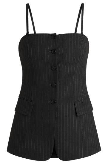 Majica brez rokavov BOSS Pinstripe Stretch Tailored Vest Črna | 50530460