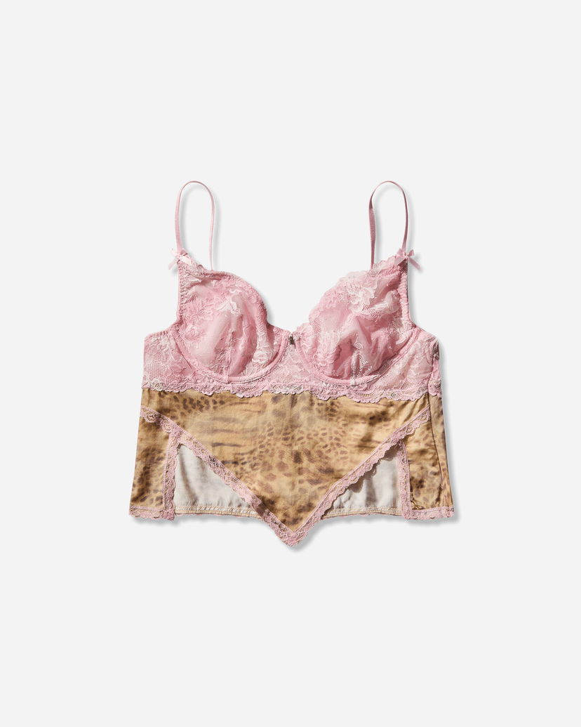 Modrček GUESS Lace Leopard Print Bra Top Večbarvna | W5BP16KCZQ0 G6H2