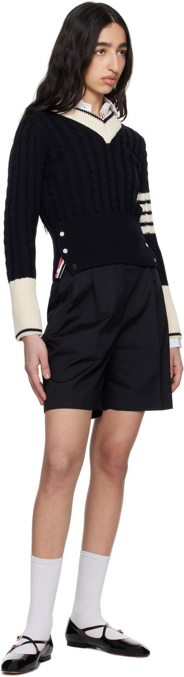 Kratke hlače Thom Browne Thom Browne Typewriter Cloth Double Pleat Shorts Črna | FTC501U-04502, 3