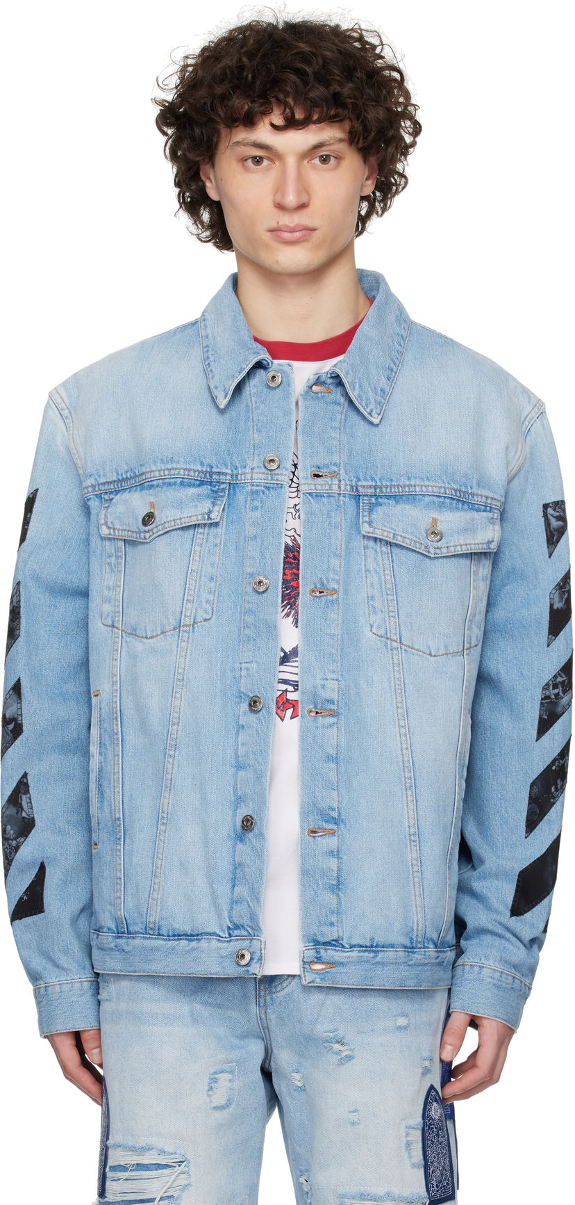 Jakna Off-White Off-White Diag Arrow Skate Denim Jacket Modra | OMYE09BS25DEN0024600