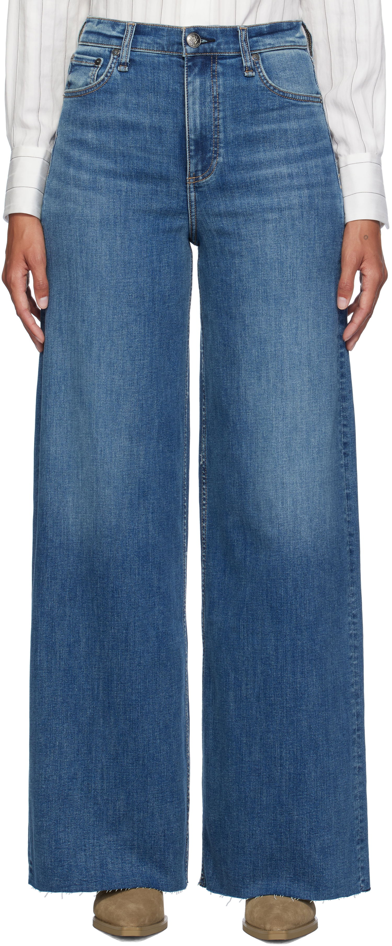 Kavbojke rag & bone Rag & Bone Flexi Sofie Wide-Leg Jeans Modra | WDD24F2952FUWI, 0