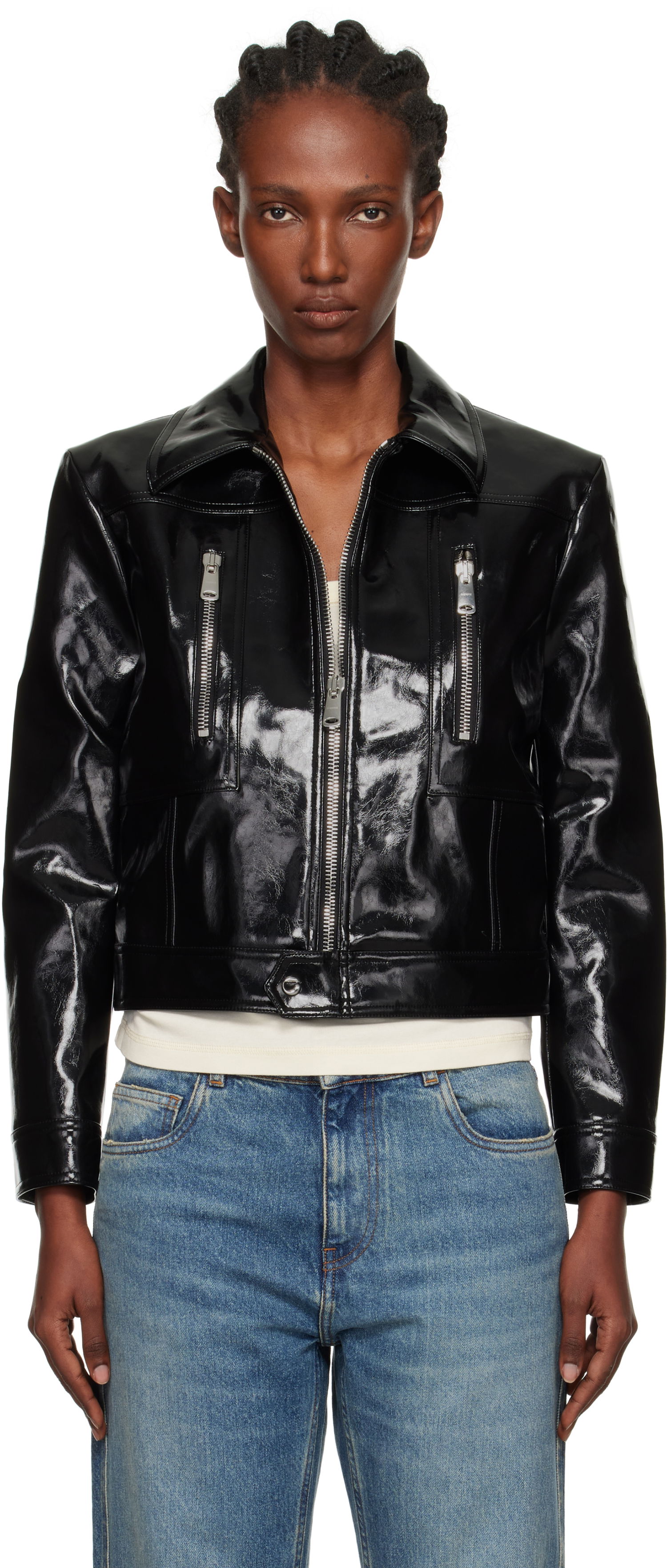 Jakna Coperni Coperni Cactus Faux-Leather Jacket Črna | COPBL34F6054, 0