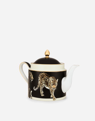 Home decor Dolce & Gabbana Porcelain Teapot with Leopard Print Črna | TC0127TCA39UL018, 2