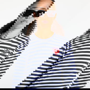 Majica Comme des Garçons Comme des Garçons PLAY Stripe Emblem Long Sleeve Tee Mornarica | AX-T806 NAVYxWHITE, 3