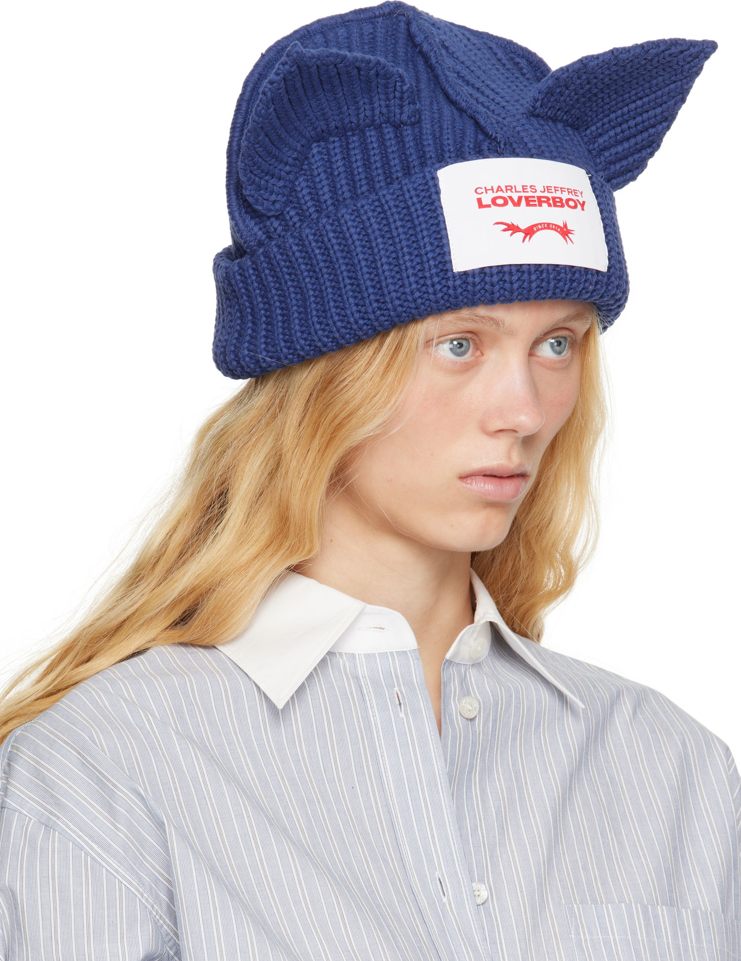 Beanie Charles Jeffrey Loverboy Charles Jeffrey LOVERBOY Chunky Knit Ears Beanie Modra | 54130301, 1