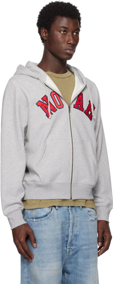 Pulover Noah Noah Arch Appliqué Zip-Up Hoodie Siva | SS194SS25HGY, 1