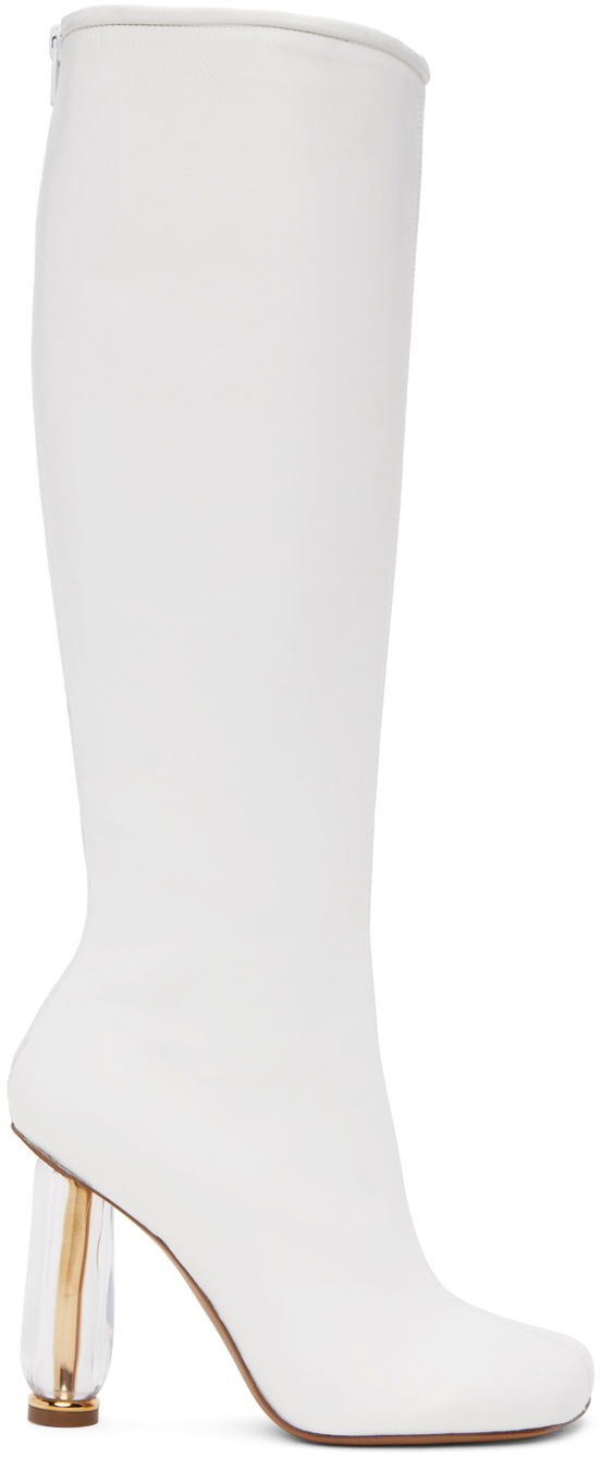 Superge in čevlji Dries Van Noten Dries Van Noten Cylindrical Heel Knee-High Boots Bela | WS231-682-112