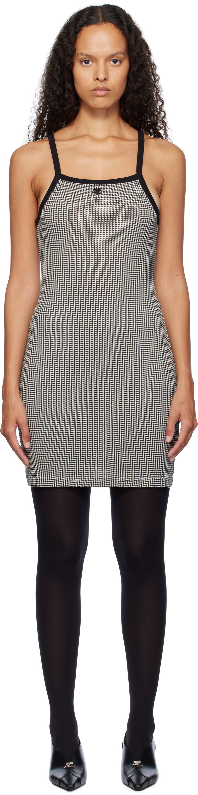 Obleke Courrèges Courrèges Houndstooth Mini Dress Črna | 324JRO458JS0167