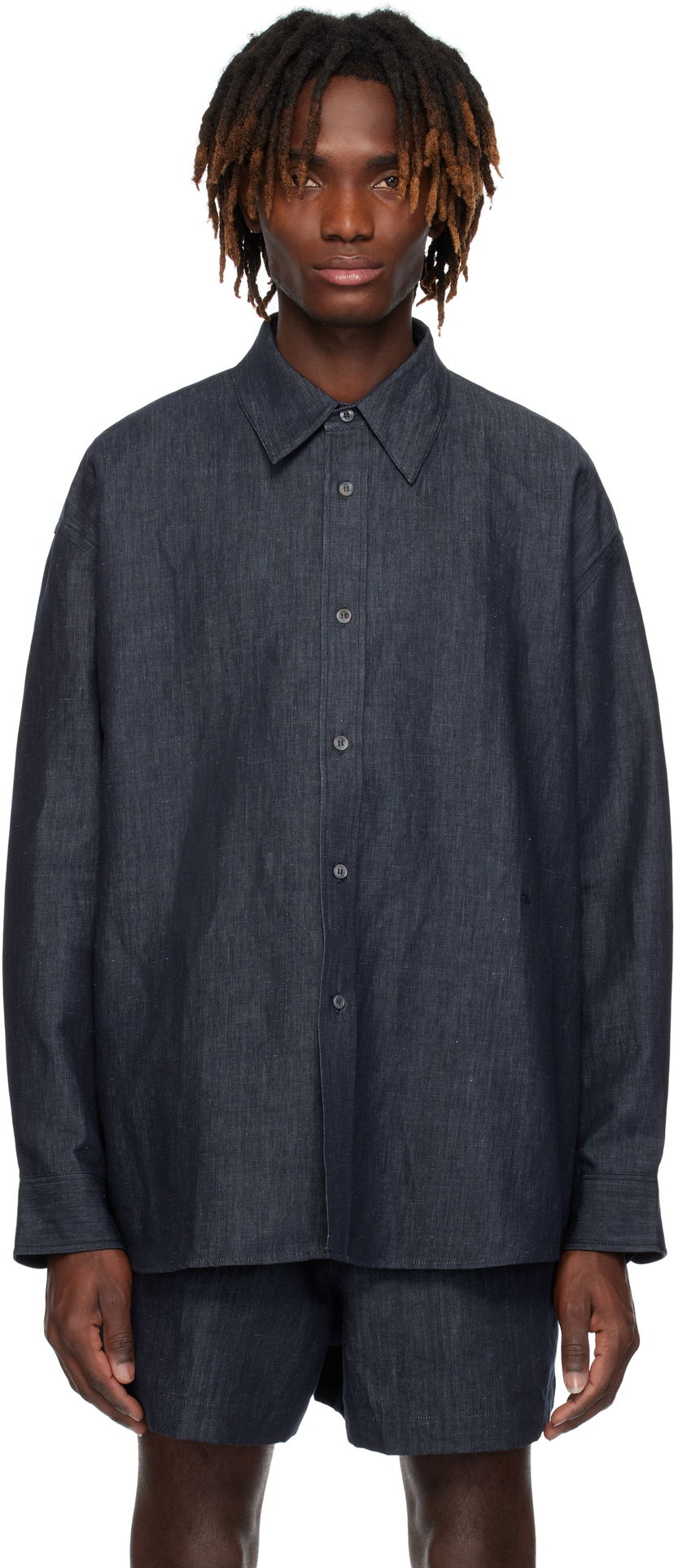 Srajce Studio Nicholson Studio Nicholson Oli Shirt Modra | OLI SNM - 1343