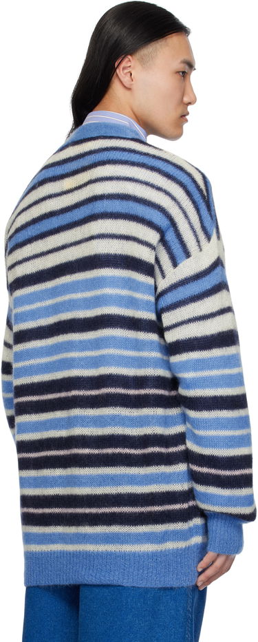 Pleteni pulover Marni Marni Lightweight Fuzzy Wuzzy Stripe Cardigan Modra | CDMG0153Q0 UFU178, 2