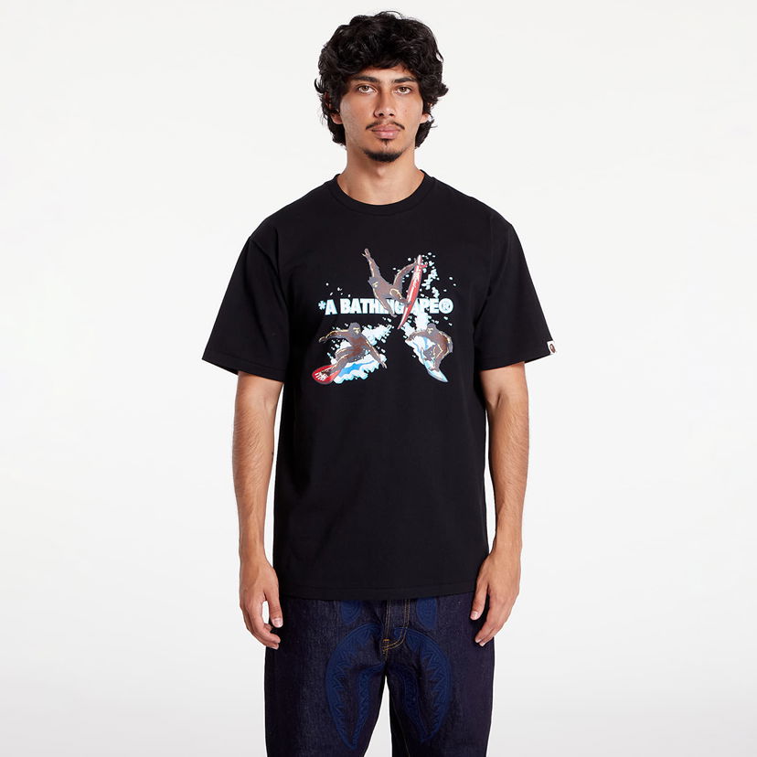 Majica BAPE A BATHING APE Surfing Apes Tee Black Črna | 001TEK701002F BLK