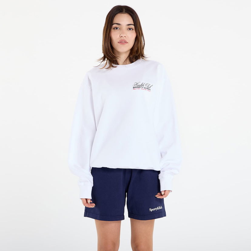 Pulover Sporty & Rich Sporty & Rich Health Club Crewneck Sweatshirt Bela | ST071602015WH01