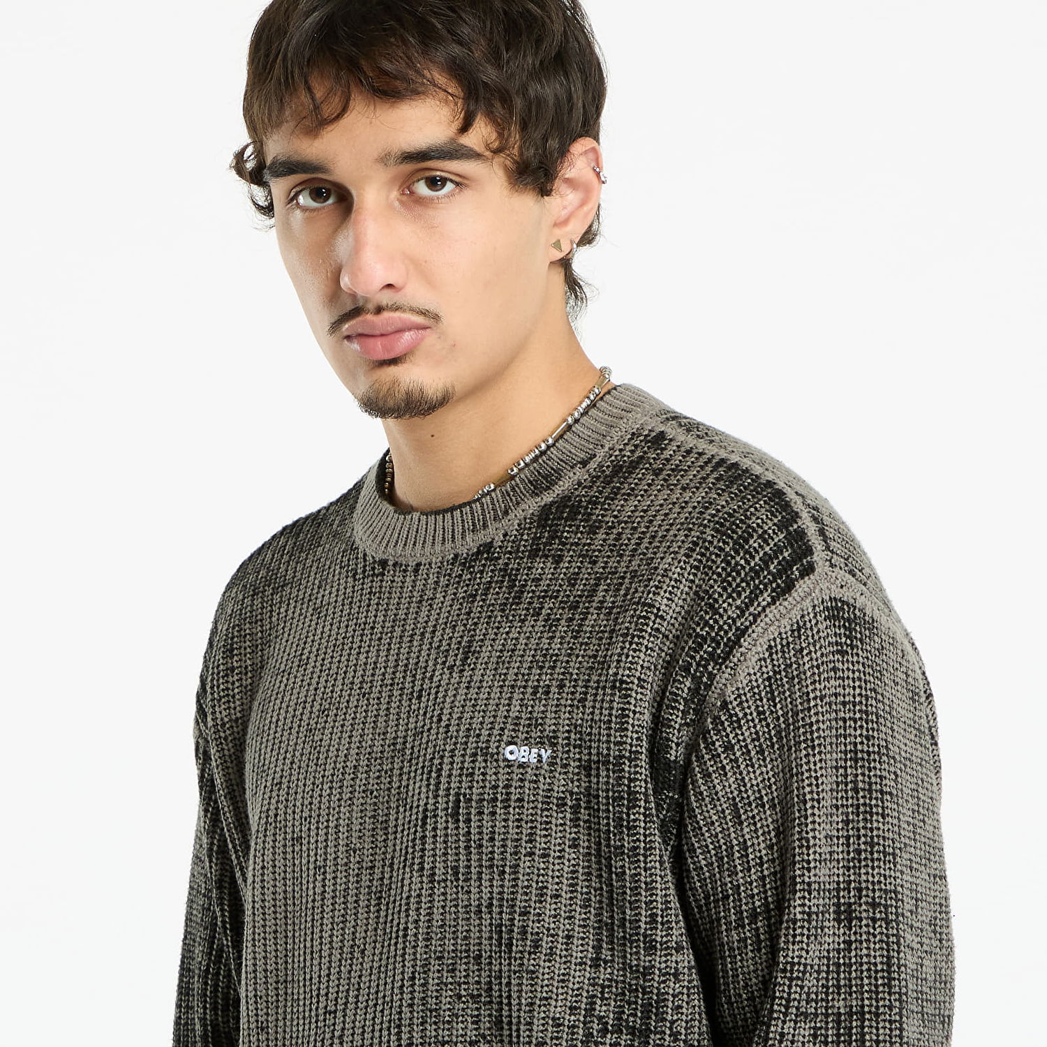 Pleteni pulover OBEY OBEY Spray Effect Sweater Siva | 151000109-BKM, 1