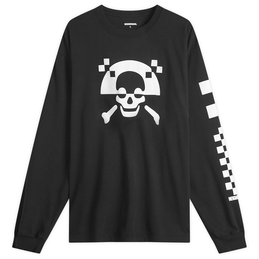 Majica Neighborhood Neighborhood LS-5 Skull Print Long Sleeve T-Shirt, Size Large Črna | 242PCNH-LT05-BLK
