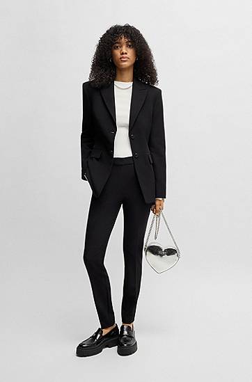 Hlače BOSS Slim Fit Stretch Trousers with Logo Rivet Črna | 50539991, 1