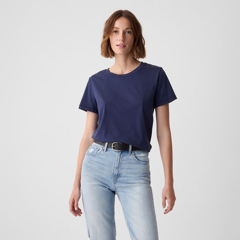 Majica GAP Basic Crewneck Tee Navy Uniform Mornarica | 795346-03