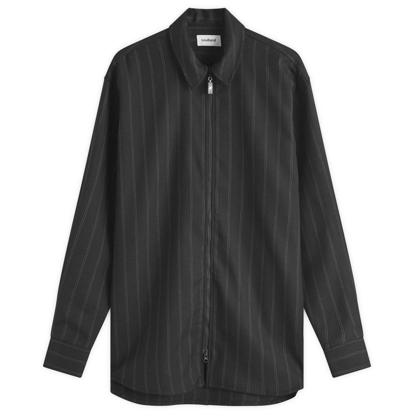 Jakna Soulland Zip Shirt Jacket With Pattern Črna | 42029-1325-BLK