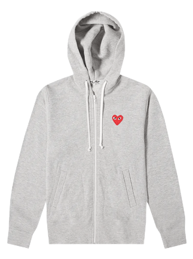 Pulover Comme des Garçons PLAY Heart Full Zip Hoodie Siva | P1T249
