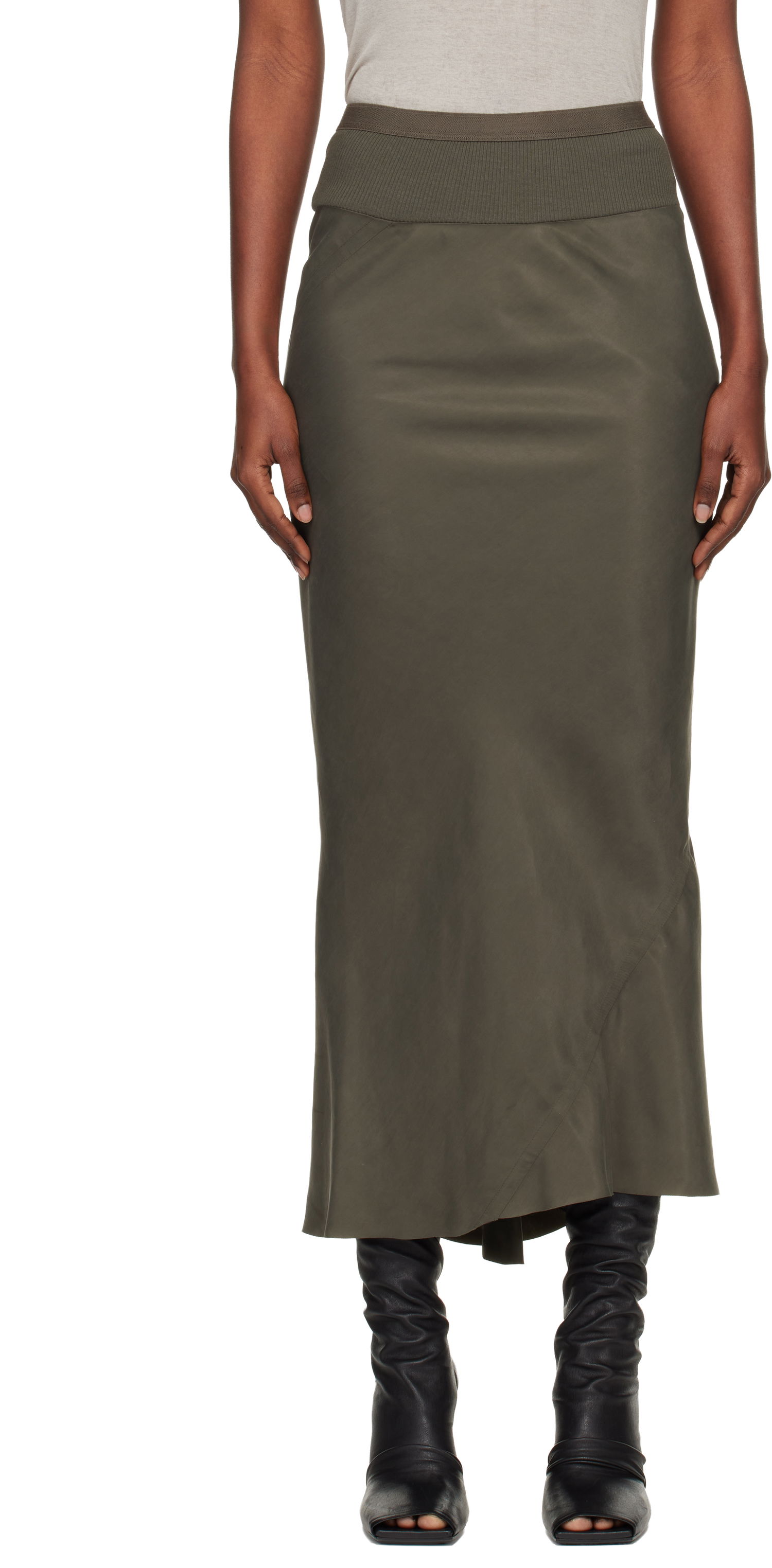 Krila Rick Owens Concordians Calf Bias Midi Skirt Zelena | RP02E4334 HSCH, 0