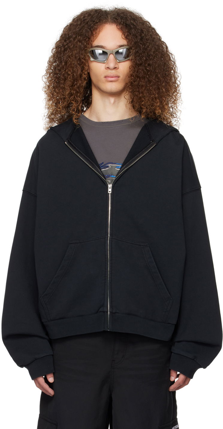 Pulover We11done We11done Oversized Zip-Up Hoodie Črna | WD-TJ0-24-813-U-BK