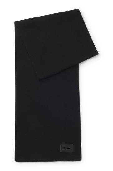 Šala BOSS Cotton Scarf with Logo Badge Črna | 50551521