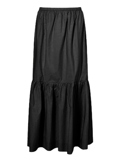 Krila GANNI Maxi Flounce Skirt Črna | F7919-099