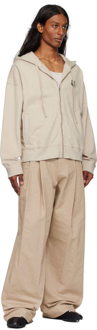 Pulover MAISON KITSUNÉ Maison Kitsuné Bold Fox Head Patch Oversize Fullzip Hoodie Bež | OM02138KM0001, 3