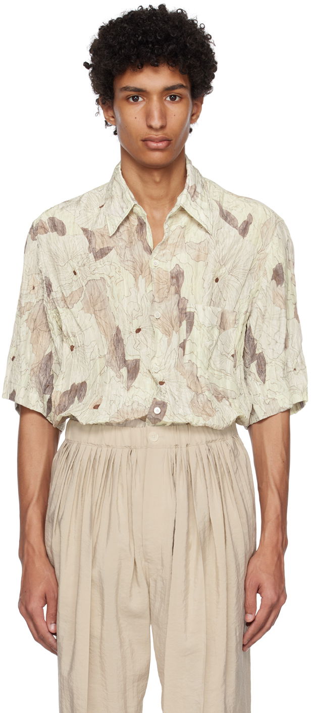 Srajce LEMAIRE Lemaire Floral Print Short Sleeve Shirt Rumena | SH1023 LF1055