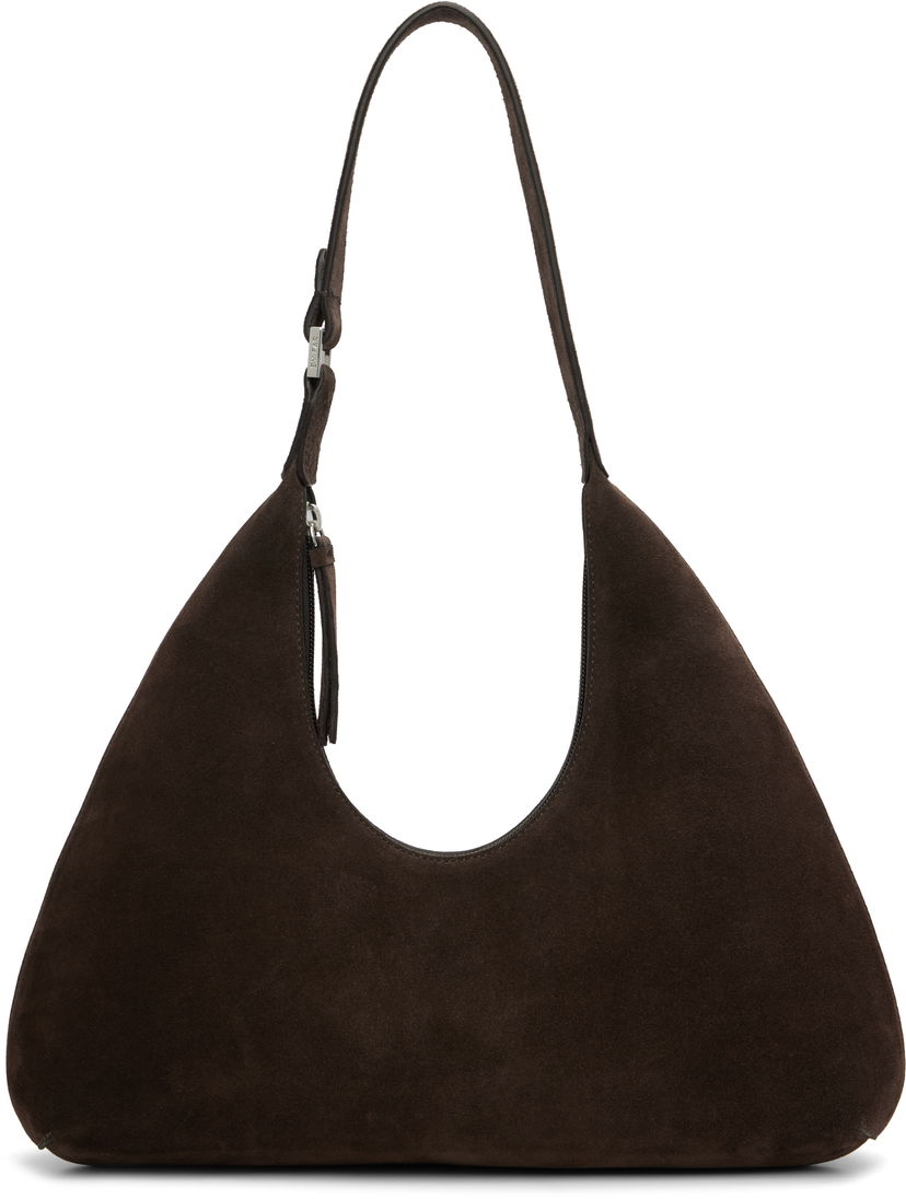Torba za čez ramo BY FAR BY FAR Amber Suede Shoulder Bag Rjava | MWBSB001KL009BR054PL