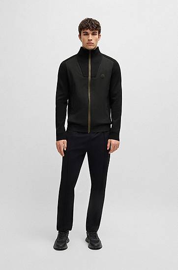 Pleteni pulover BOSS Knitted Jacket with Double B Monogram Črna | 50528940, 1