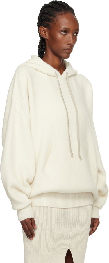 Pulover Rick Owens Concordians Hun Oversized Knitted Hoodie with Kangaroo Pocket Bež | RO02E4660 KWP, 4